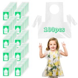 Noaya 100PCS Disposable Kids Aprons - Kids Apron, Disposable Plastic Aprons, Perfect for Creative Kids, Disposable Aprons, Plastic Aprons for Painting Cooking Eating Teaching Picnic for DIY Craft
