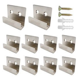 PDETVEO 10PCS Stainless Steel Flat J Hooks Hanger, Silver Tile Display Wall Hanger, Heavy Duty Tile Hanger Brackets for Hook Ceramic Wall Display, Mirrors, Picture, Frame(Small Size)