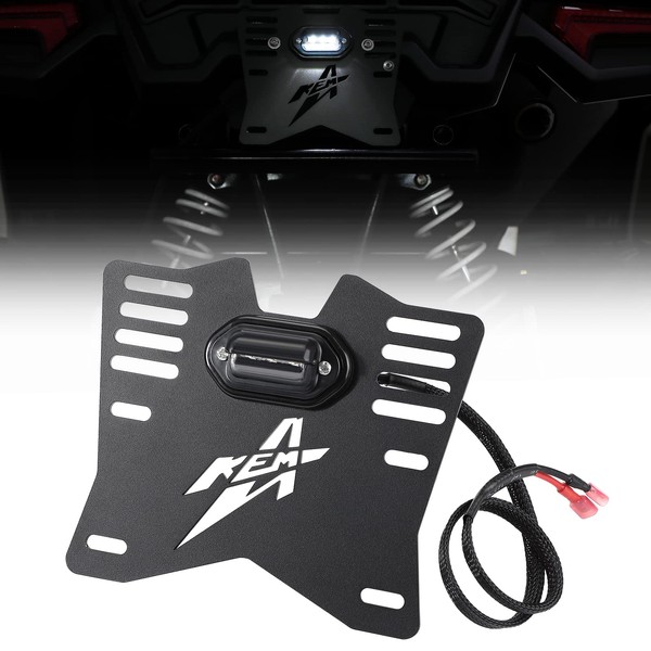 KEMIMOTO No Drill ATV UTV License Plate Holder with Light,