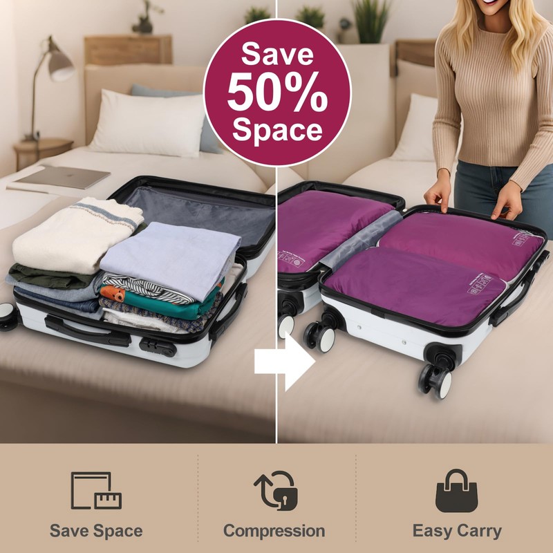Cambond Compression Packing Cubes for Travel Women - 4 Pack