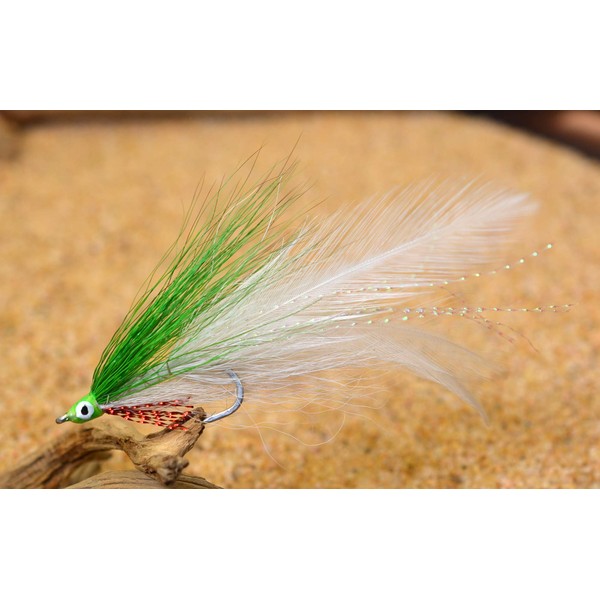Deceiver Fishing Flies - Green and White Red Throat Tied
