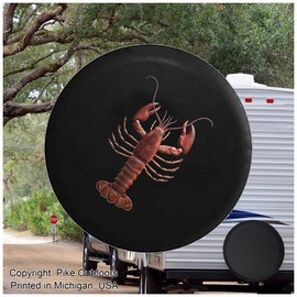 RV Spare Tire Cover - Tire Accessories for Campers, SUVs, Trailers, Trucks, RVs and More | Lobster Red with Claws Sea Life Black 26 Inch