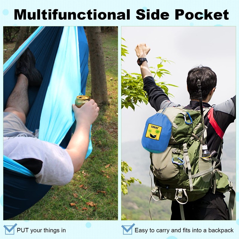 SZHLUX Camping Hammock Double & Single Portable Hammocks with 2