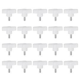 QUARKZMAN Pack of 20 Wing Knobs M5 x 14 mm Thread Plastic T-Pin Knobs T-Thread Handles Hand Clamping Tightening Thumb Screws White