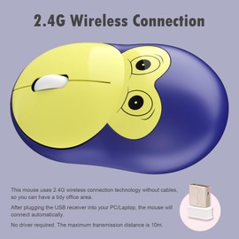 Lomiluskr Cute Monkey Wireless Mouse, Silent Mouse, 2.4G Wireless Mice, Candy Colors, Kawaii Mouse for Girls and Kids (Blue Monkey)