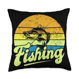Angler, Fischer, Angel Fish Fish Outifts And Gifts Angel, Angler Fisherman Outfit Bass Fishing Throw Pillow, 18x18, Multicolor
