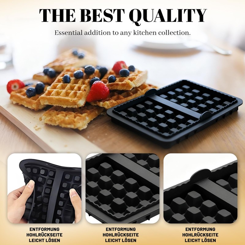 Inmorven Silicone Waffle mold,Non Stick Waffle Liner,Reusable Waffle Baking Tins
