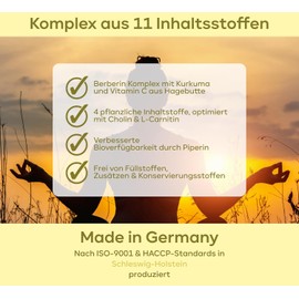 Berberine 500 mg with 500 mg turmeric per daily dose - 180 berberine capsules made of pure berberine extract - 11 ingredients including chrome, vitamin C and L-carnitine - made in Germany - 100% vegan