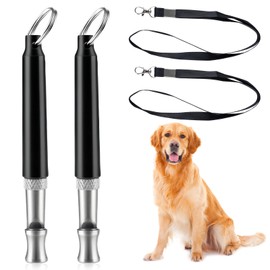 Funver Ultraschallpfeife für Hunde, Trainingspfeife, hohe Frequenz, verstellbar, mit Riemen, Anti-Bell-Werkzeug und Hundeerziehung, tragbar, für kleine und mittelgroße Hunde, 2 Stück