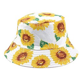 Umeepar Unisex Reversible Packable Bucket Hat Sun Hat for Men Women (Sunflowers White)