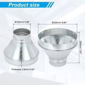 PATIKIL 10 Inch to 5 Inch Duct Reducer, Galvanized Steel Round Air Duct Reducer Crimped Pipe Increaser Adapter Connector Fitting Coupling for HVAC, Ventilation Systems