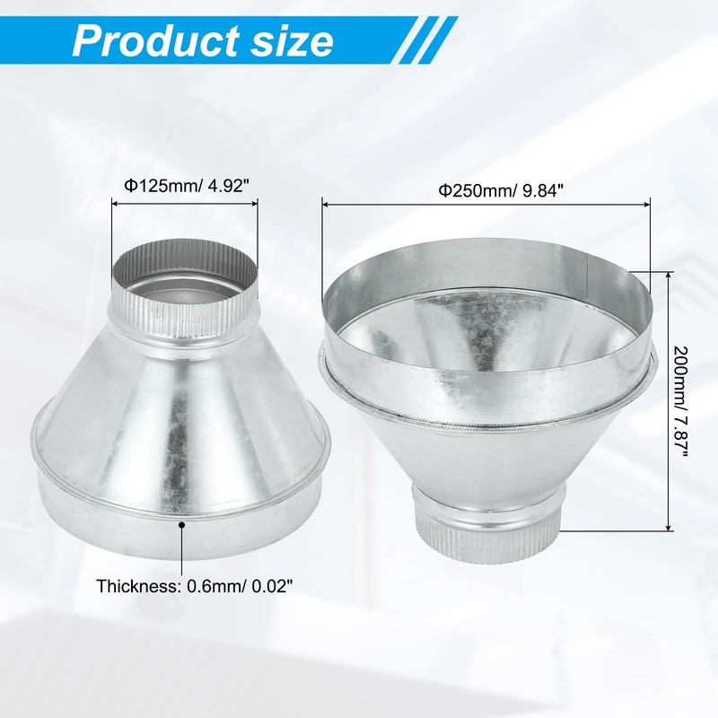 PATIKIL 10 Inch to 5 Inch Duct Reducer, Galvanized Steel