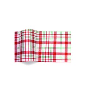 Perfectly Plaid Red White Tartan ChristmasTissue suttons Printed Patterned Tissue Wrapping Paper Luxury 5 Sheets