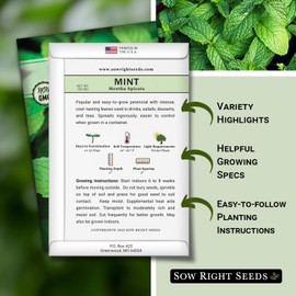 Sow Right Seeds Sow Right Seeds - Mint Seed for Planting - Non-GMO Heirloom Packet with Instructions to Plant an Herbal Tea Garden - Indoors or Outdoor - Perennial and Fragrant - Hydroponics and Kitchen Gardening (3)