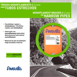 ANGUILA MAX Poliéster Especial Tubos Trenzada Monifilamento 3 mm Special Cable Grommet, Braided Polyester Pipe, Monofilament, 3 mm, 6 m and Fixed Clamps with Loop, Green, 6 m