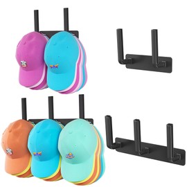 Hat Rack 2 Packs, Removable Long Row Hat Racks for Baseball Caps Wall, Holds 25 hats, 2 Mounting Options Hat Organizer, Space Saving Hat Rack for Wall, Hat Hanger for Door, Room, Closet (Black)