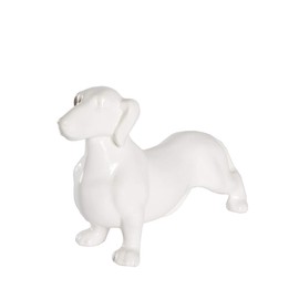 Nayothecorgi Dachshund Dog Statue - Shiny White Standing Ceramic Dog Statue - Decorative Dog Sculpture for Garden or Home Décor - Dachshund Dog Outdoor Statue - (10.82” x 3.62” x 6.61”)