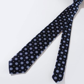 MICHIKO LONDON Tmichi-002 Brand Necktie, Business, Casual, Small Pattern, Floral Pattern, Made in Japan, Silk, Silk, Present, Gift, 3.1 inches (8 cm), blue