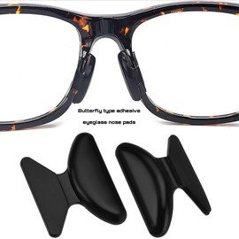 eMagTech 10 Pairs Butterfly Adhesive Nose Pads 1.8mm Eyeglass Nose Pads for Reading Glasses Sunglasses Spectacles (5 Pairs Black + 5 Pairs Clear)