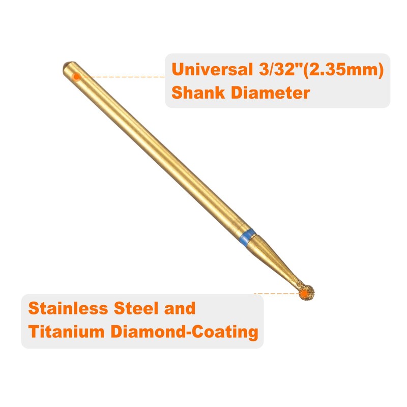 sourcing map 8pcs 120-140 Grits Diamond Grinding Bit 2mm Ball