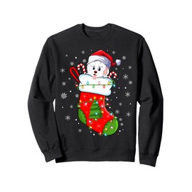 Funny Havanese Dog In Christmas Socks Lights Xmas Sweatshirt