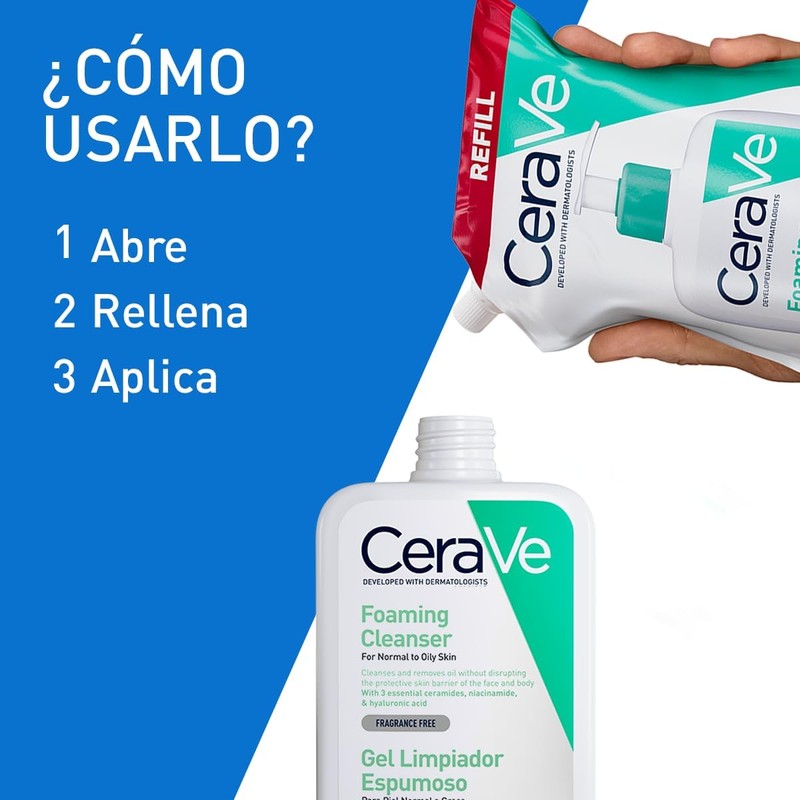 CeraVe Refill Gel Espumoso 16oz Limpiador Piel Normal a Grasa
