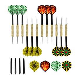 Iridsmole 12 Pcs Steel Tip Darts, Professional Metal Darts 18 Grams, Dart Metal Tip Set with 4 Style PET Flights, 18G Darts Steel Tip Set with Aluminum Shafts, Extra 4 PET Flights and 4 PVC Shafts
