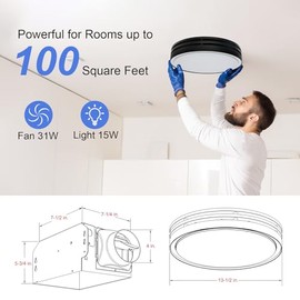 Akicon Bathroom Exhaust Fan with Light, 110CFM, 2.0 Sones for Ceiling, 1000lm Dimmable LED Light and 150lm Nightlight Dual Color Bathroom Vent Fan for Home, Round, Black