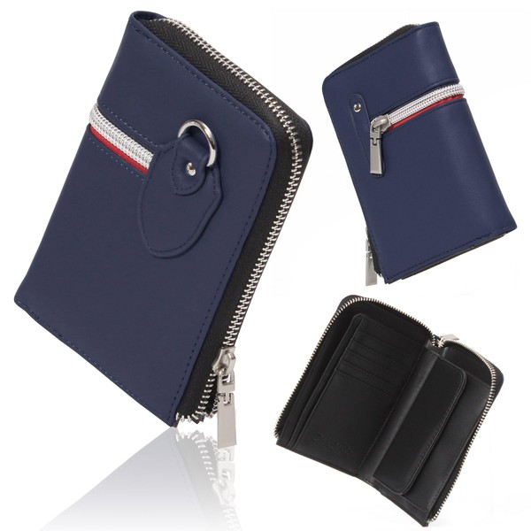 Daylight dl-1043 Men's Bi-fold Wallet with L-Shaped Zipper, navy