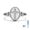 sagrence 925 Sterling Silver Cross Cremation Ring for Ashes Memorial