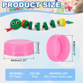 PATIKIL 38mm Plastic Bottle Caps for Craft, 200Pcs Reusable Protection Bottle Screw Lids for Lid Replacement DIY Craft Intelligence Development, Rose