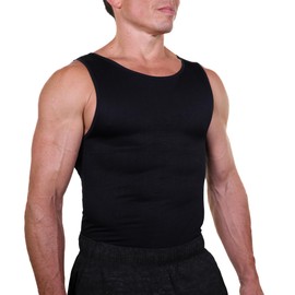 Esteem Apparel EliteSlim Men's Compression Shirt to Hide Gynecomastia Abs Chest Stomach Slimming Shapewear (Black, 3XL-Large)