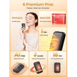 Jerritte Electric Hand Warmers Rechargeable 2 Pack, Rechargeable Hand Warmer, 16 Hrs Portable Hand Warmer for Outdoor Camping Hunting Golf Accessories, Gifts for Women Men Black