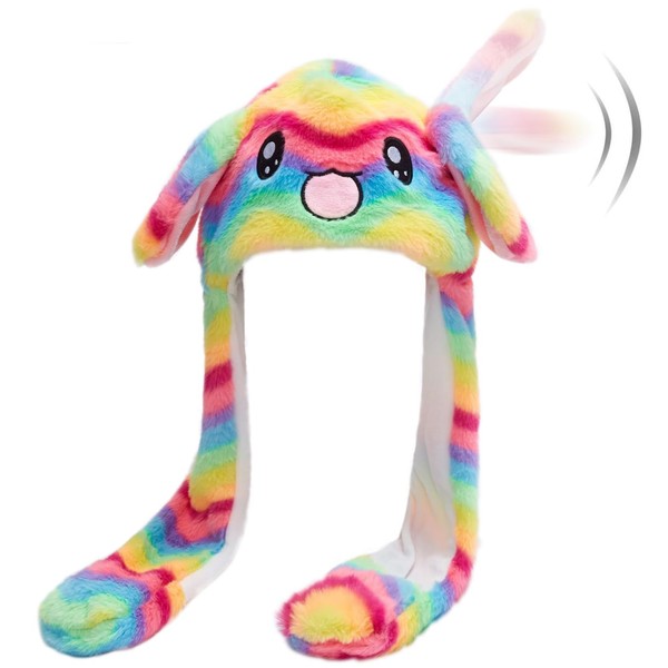 Hpfulseazn Ear Moving Jumping Warm Plush Animal Hats Movable Dancing