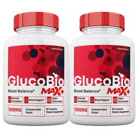 GlucoBio Max + Blood Support Capsules, 2X Higher Strength, GlucoBio Max (2 Pack)