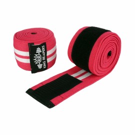 KING REAPERS Knee Wraps for Weightlifting, Knee braces,Knee Support (Pink/WhiteKnee Straps for Powerlifting, Leg Press, Squats & Joint Stability - Reinforced Stitching Knee Wrap Support for Men & Women