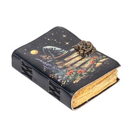 HIDEGHAR Book of Shadows Leather Journal - Merry Christmas Spellbook With Vintage Clasp Lock Antique Deckle Edge Paper Witchcraft Supplies, Christmas Gift For Men & Women