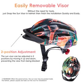 Kids Bike Helmet for Boys & Girls Ages 5-7-9-10-12-14 Adjustable Kid Cycle Helmet with Visor & Light, Lightweight & Safe for Cycling Scooters and Skating 50-57cm