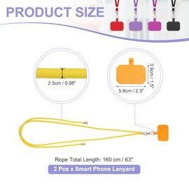PATIKIL Smart Phone Lanyards, 2 Pack Universal Cell Phone Lanyards Adjustable Phone Strap Crossbody Lanyard Patch with Neck Strap Fits Most Smartphones, Yellow