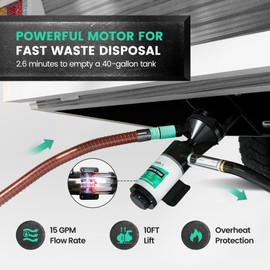 LATCH.IT RV Macerator Pump 12V | 12GPM Macerator Pump for RV V2.0 | RV Waste Pump Macerator w/Quick-Release Fittings, Hoses & Clamps | 7-15A | Portable RV Pump | Dump 15 Gallons of waste per minute!