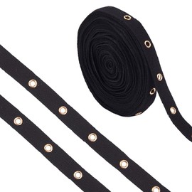DICOSMETIC 8 Yards Black Eyelet Tape Cotton Curtain Tape Eyelet Ring Band Trim for Sewing 15 mm Wide Eyelet Band for Tassels Dresses Purses Curtains Decor