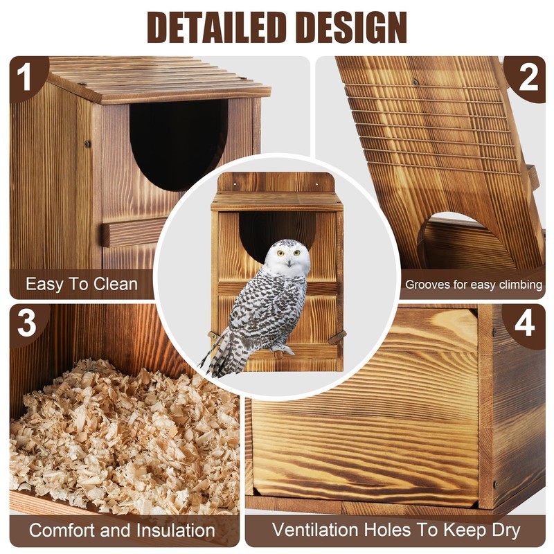 Yaoyiizy Owl House, Barn Owl Nesting Box with Bird Stand