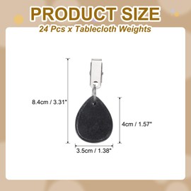 uxcell 24Pcs Tablecloth Weights, Obsidian Table Cover Weights with Metal Clips, Teardrop Shape Stone Tablecloth Pendant 4.5 x 3.5cm for Outdoor Party Picnic Garden Table Decoration, Black