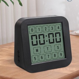 Thermometer, Hygrometer Timer, Doppelseitiges LCD-Touchscreen-Raumthermometer und Luftbefeuchter mit Küchentimer für Küche, Wohnzimmer (BLACK)