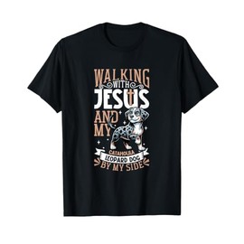 Jesus and Dog - Louisiana Catahoula Leopard Dog T-Shirt, Men, Black, Small