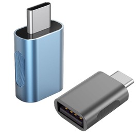 Hichain USB C to USB Adapter Blue Gray, 10Gbps Data Sync OTG Adapter USB 3.2 Charger Converter Type C Male to Type A Female for USB Cable Phone Laptop PC Flash Drive ADT-CCB+G