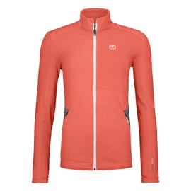 Ortovox Women’s Fleece Jacket, High-Performance Long Sleeve Merino Wool Zip Up for Skiing, Mountaineering & Ski Touring - Coral - Medium