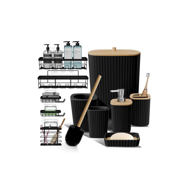 Clara Clark - Juego de Accesorios de baño Negro, Juego