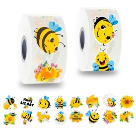 1000 PCS Bee Stickers for Kids,1 Inch Reward Stickers in 16 Patterns,Teacher Supplies for Classroom,Animal Stickers Bulk for Kids,2 Rolls Motivational Stickers for Kids (Bee Sticker)