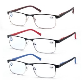 OLOMEE Reading Glasses Men Women Blue Light Blocking Rectangular Computer Readers +2.00 Anti Blue Ray Cheaters Glasses 3 Pack